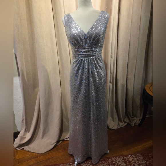 Christina Wu Dresses & Skirts - Christina Wu Silver Sequin Evening Gown